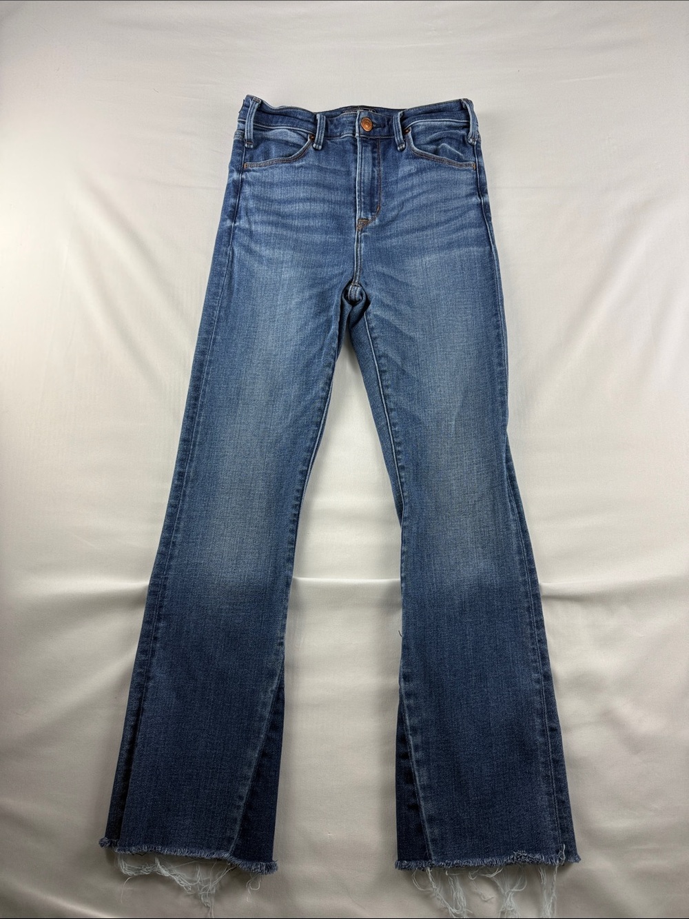 Abercrombie & Fitch Simone High Rise Ankle Flare Jeans Raw Hem Size 24